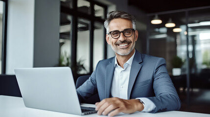 businessman working on a laptop