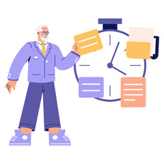 Older Businessman. Flat Vector Illustration