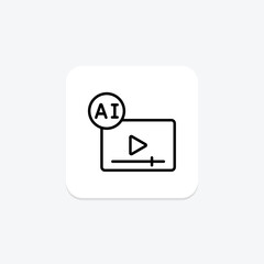 Ai Video Generation line icon, vector, pixel perfect, illustrator file