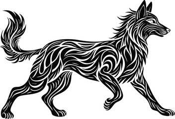 Fototapeta premium Dog silhouette sketch with flowing lines
