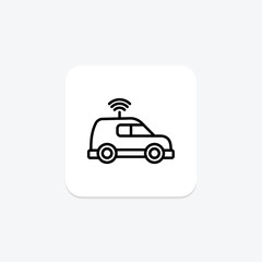 Driverless Vehicle line icon , vector, pixel perfect, illustrator file