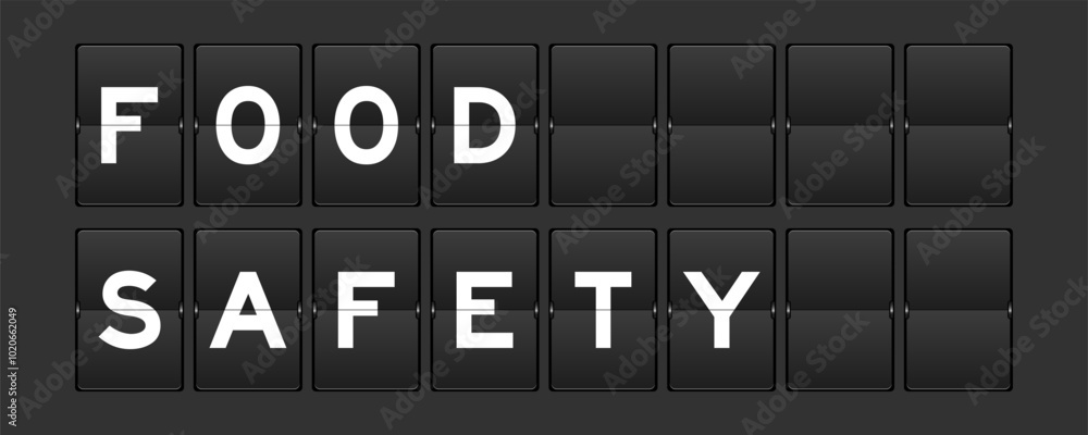 Canvas Prints Black color analog flip board with word food safety on gray background