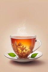 illustrazione di tazza da the con copy space