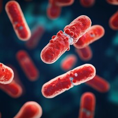 Bacteria evading immune response, antibiotic-resistant infection, 3D illustration