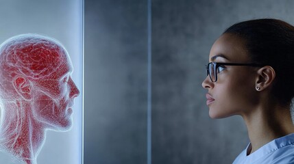 Medical Professional Examining Anatomical Model