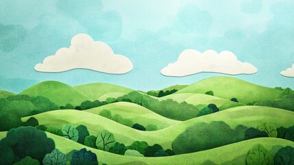 Lush green hills in a serene natural setting Vibrant green hills in a peaceful landscape