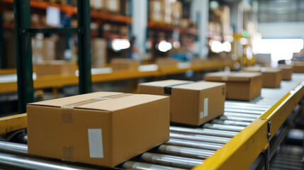 Packages being prepared for sorting in a warehouse during peak operational hours