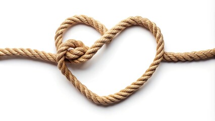 Forced Perspective rope in heart shape knot isolated on white background