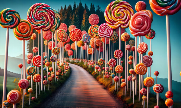 Im Lollipop-Zauberland, S&uuml;&szlig;igkeiten, bunte Lutscher