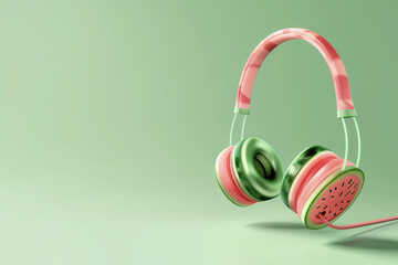 Naklejka premium Watermelon shaped headphones