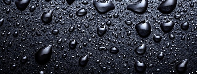 Water drops on a gray background, top view