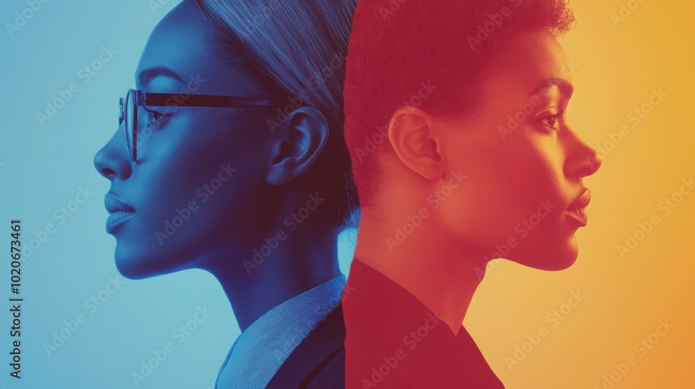 Poster a split image depicting a positive workplace environment on one side and instances of microaggressio