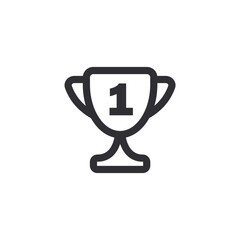 Winner's trophy icon. Symbol of victory. Cup icon. Goblet icon. Champion trophy cup. Sport cup on stand. Achievement badge. Reward badge. First place. Quality mark. Premium quality. Award icon. Place