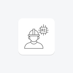 Ai Engineer thinline icon , vector, pixel perfect, illustrator file
