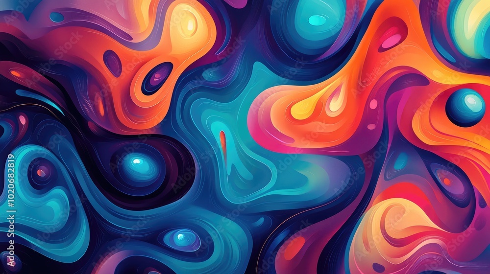 Poster a mesmerizing background with a repetitive pattern of vibrant, colorful shapes, filling the space wi