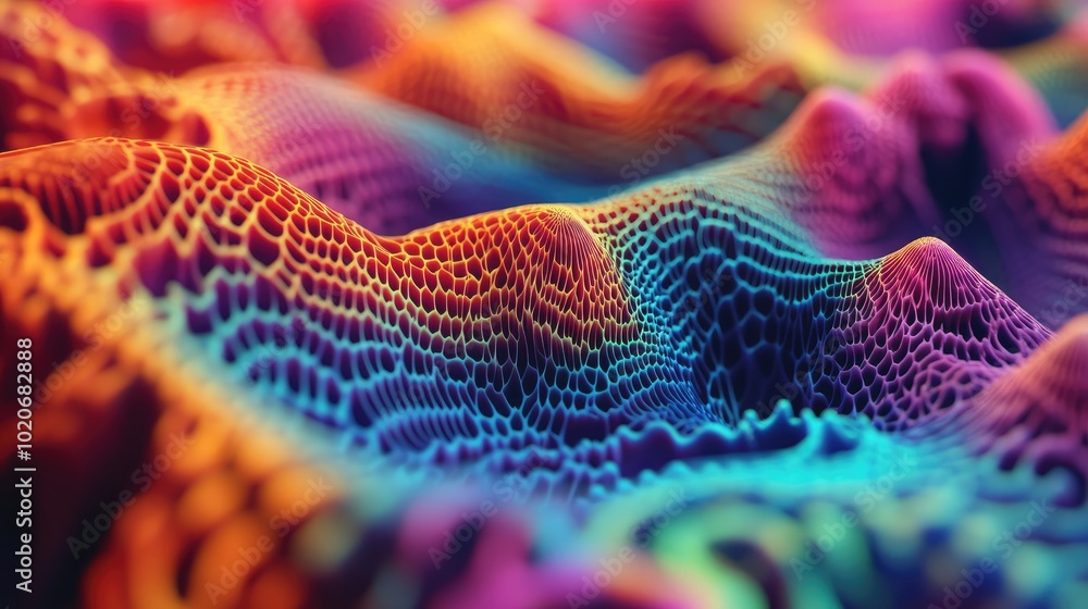 Poster a mesmerizing background with a repetitive pattern of vibrant, colorful shapes, filling the space wi