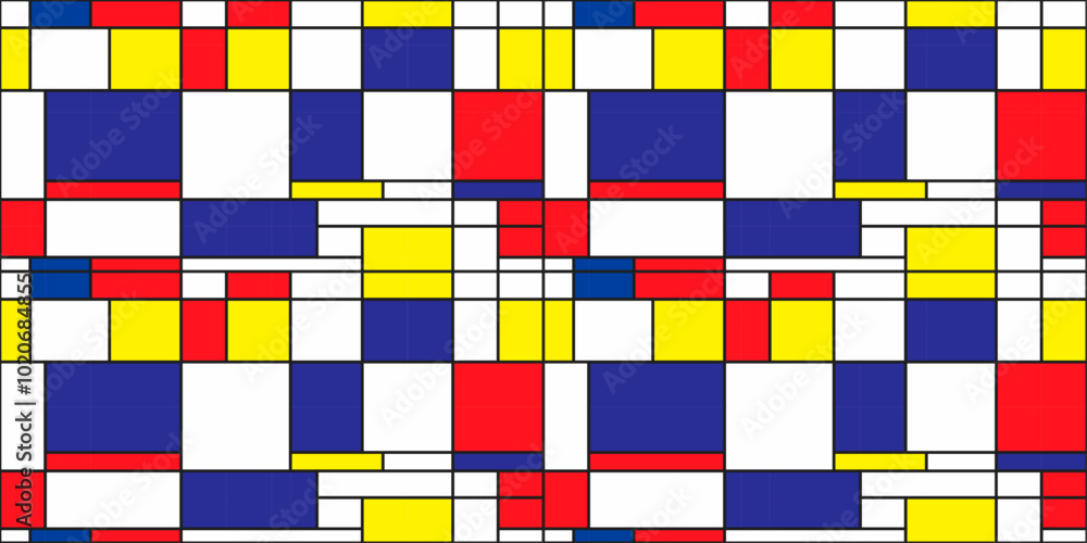 Poster seamless abstract geometric colorful mosaic vector pattern. abstract modern painting in mondrian sty