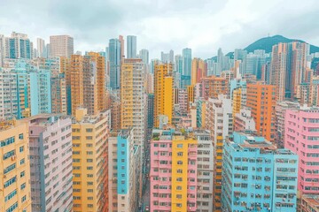 Obraz premium Vibrant cityscape with colorful high-rise buildings