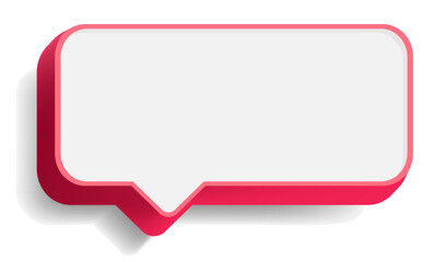 3D speech bubble icon red color isolated on white background. Chat icon, Chatting box, message box.