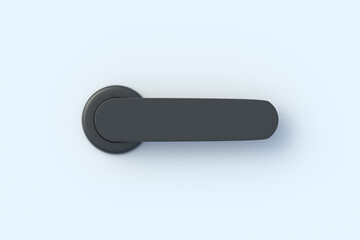 One door handle on light gray background. Keyless door knob. Top view. 3d render