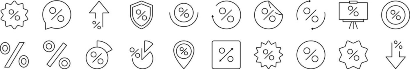 Obraz premium Percent as Symbol of Sale Related Line Icon Collection. Editable Stroke. Perfect for Infographics, Articles, Books, Flyers, Banners