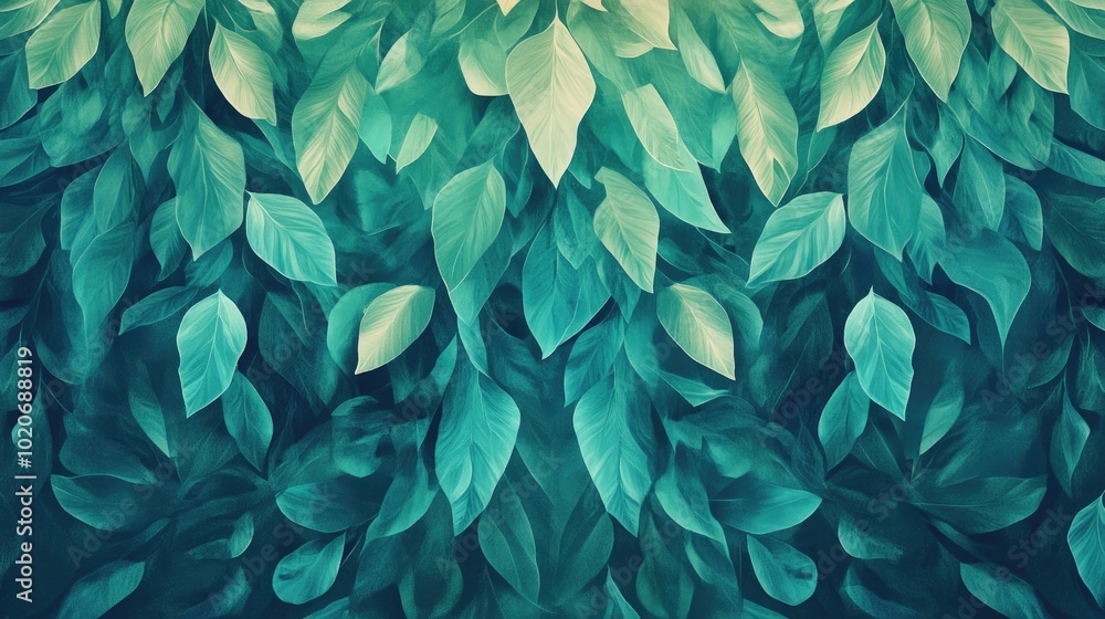 Poster a visually striking background featuring a repetitive pattern of natural elements, forming a captiva
