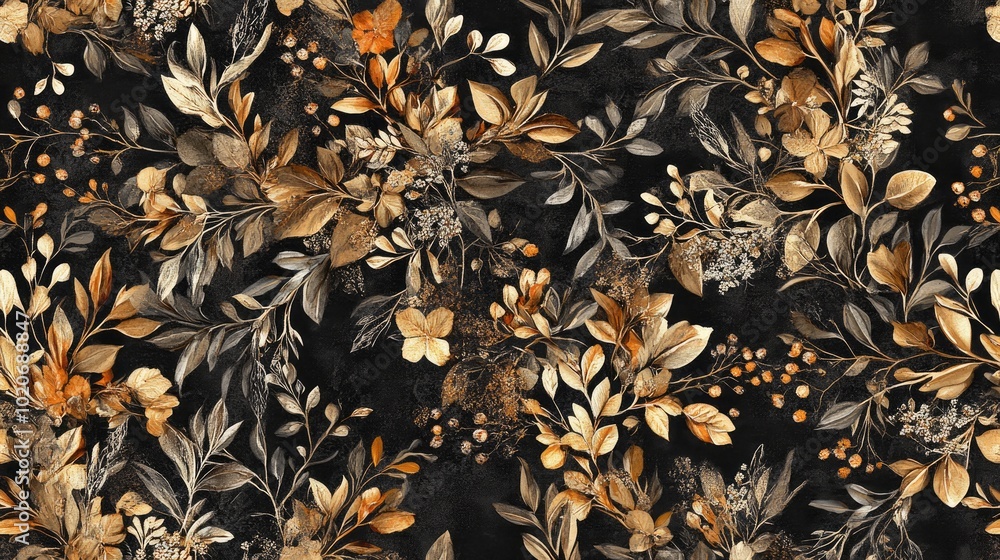 Poster a visually striking background featuring a repetitive pattern of natural elements, forming a captiva