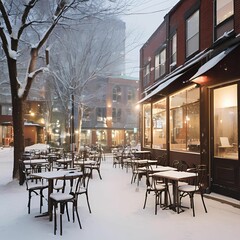 겨울배경 - 눈쌓인카페