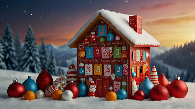 christmas advent calendar  house in the forest