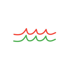 red and green wave lines