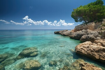 Fototapeta premium Stunning azure waters and rocky coastline