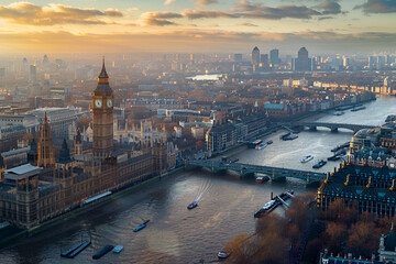 Fototapeta premium A bird's-eye view of London landscape photography. View of Big Ben.