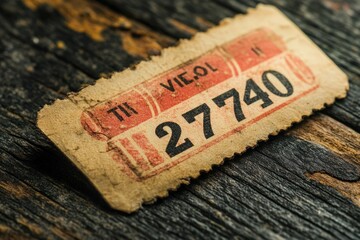 Vintage movie ticket with number 27740