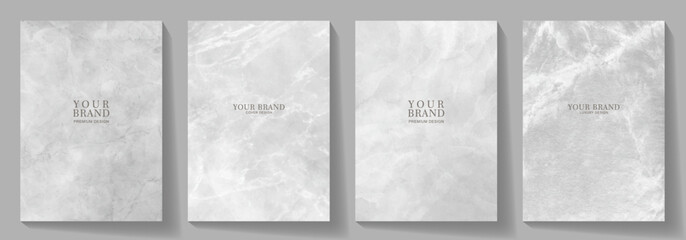 Set of premium cover design with grey stone texture for cover design, invitation, poster, flyer, wedding card, luxe invite, prestigious voucher, catalog, brochure. Luxury marble background.