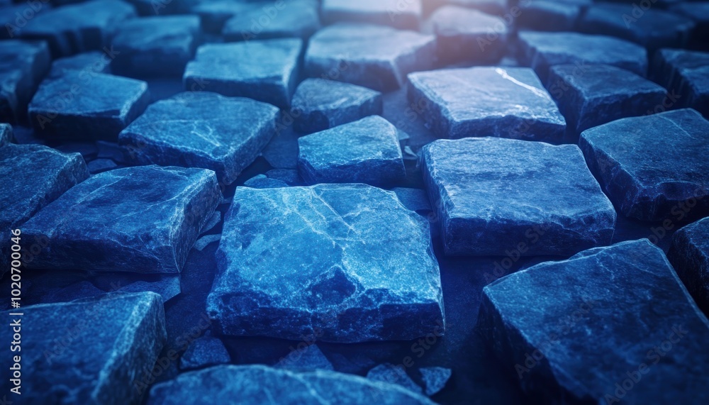 Poster blue stone pavement texture, polished blue stone with bold natural veins, creating an elegant visual