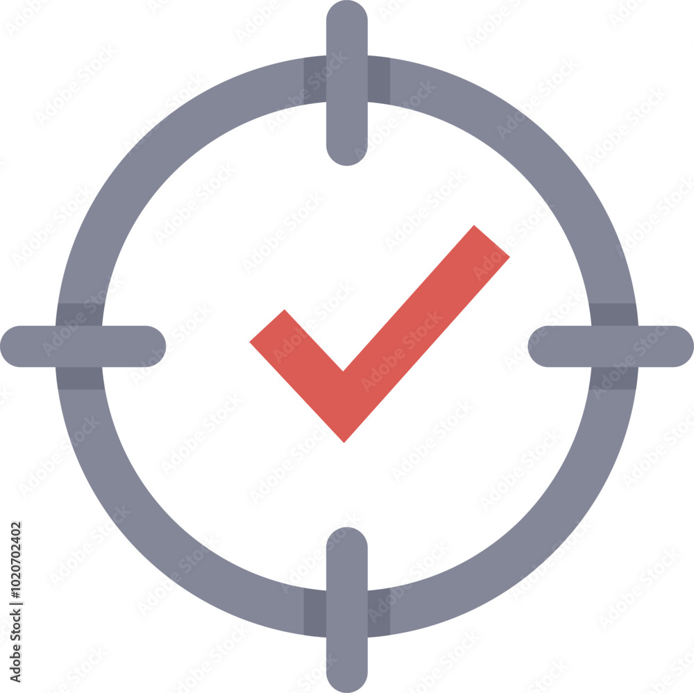 Poster check mark is appearing inside a target scope representing reaching a goal