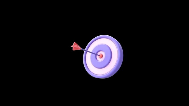 Target with arrow. Dart hitting target 3d icon 