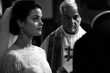 Bride in elegant white gown during traditional wedding ceremony