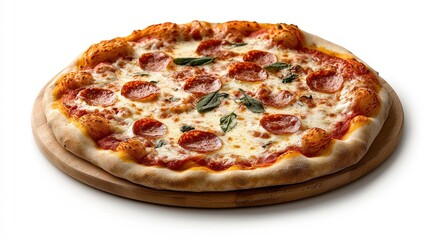 Delicious Pepperoni Pizza on Wooden Board