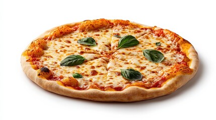 Classic Margherita Pizza with Fresh Basil Leaves