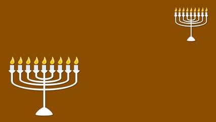 Happy Hanukkah background illustration with copy space and nine candles or menorah