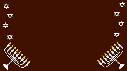 Happy Hanukkah background illustration with copy space and nine candles or menorah