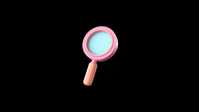 Magnifying glass icon 3d. Magnify glasses search tool animation 
