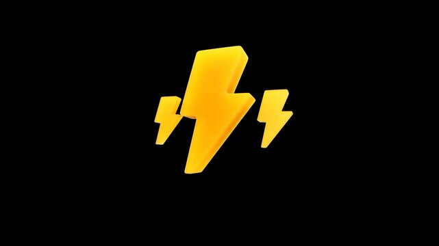 Thunder light 3d icon. Thunder lighting effect animation 