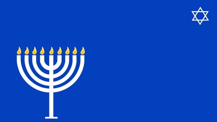 Happy Hanukkah background illustration with copy space and nine candles or menorah