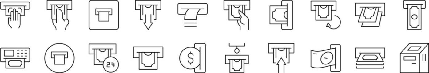 Cash Money Line Icon Collection. Editable Stroke. Perfect for Infographics, Articles, Books, Flyers, Banners
