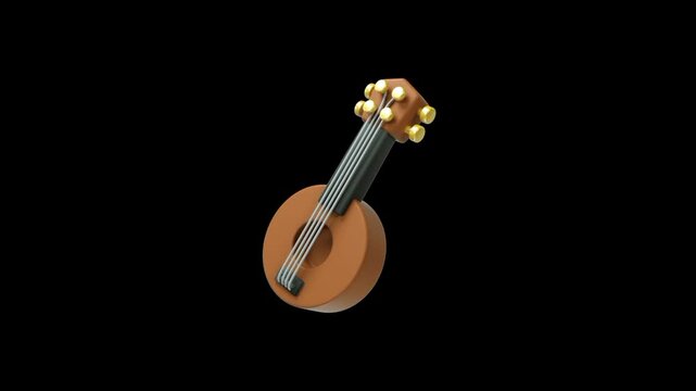Guitar icon 3d. Violin and musical instrument animation
