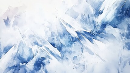 Fototapeta premium Abstract Blue Mountain Landscape in Watercolor Style