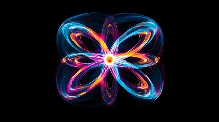 A striking visual representation of nuclear fission, featuring atomic radiation waves radiating from a central core, with vibrant colors and dynamic patterns illustrating the energy release 