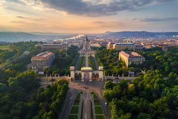 A bird's-eye view of Budapest landscape photo.